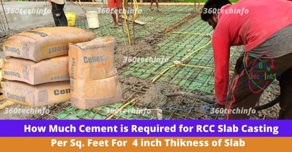 How much cement is required for RCC Slab Casting per Sq. ft.